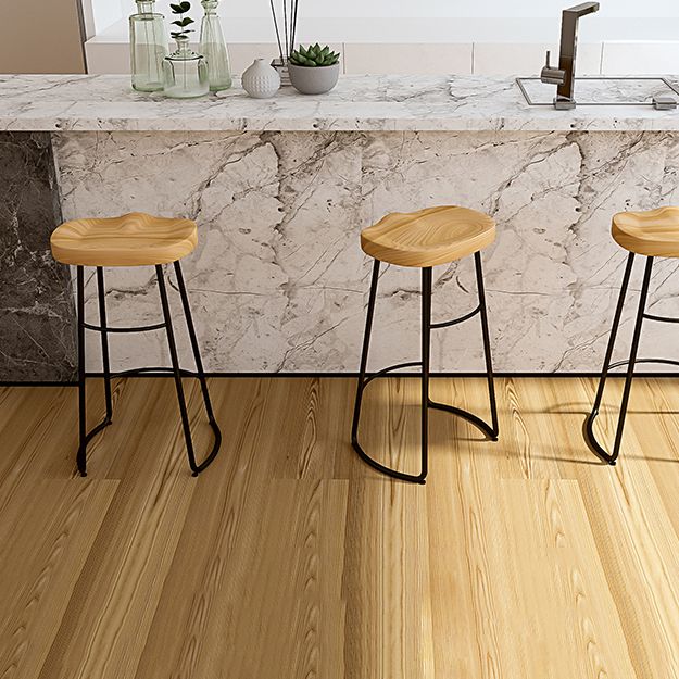 Contemporary Oval Counter Stools Armless Wood Indoor Bar Stool with Iron Base