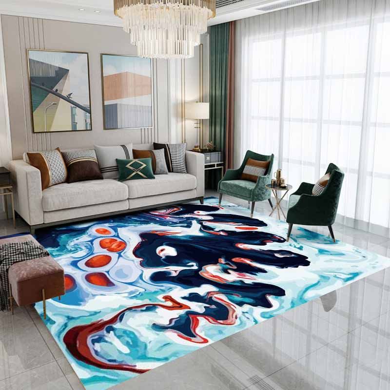 Yellow Simple Carpet Polyester Abstract Graphic Area Carpet Stain Resistant for Home Decor