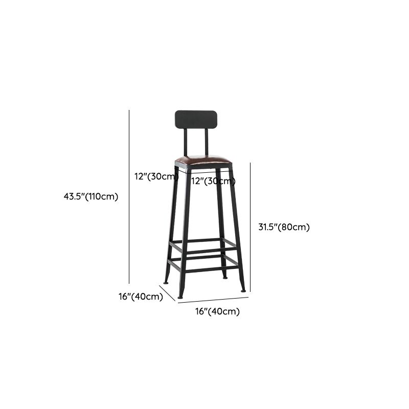 Faux Leather Dining Stools Upholstered Bar Stools with Footrest