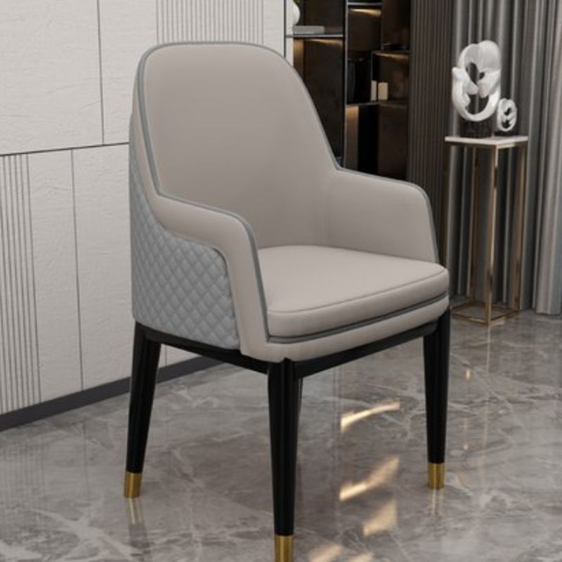 Glam Style Parsons Arm Chair Leather Dining Chair for Living Room