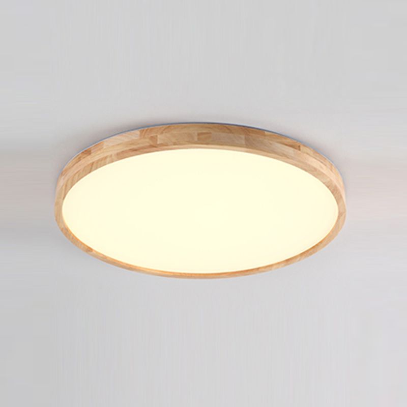 Luminaires de plafond affleurants contemporains en bois ronds montés au plafond