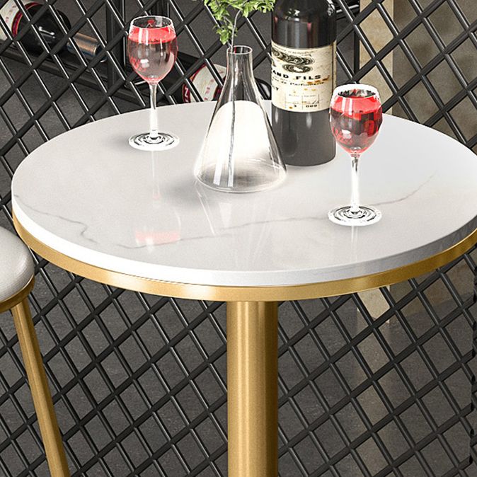 Glam Style Bar Table Set 1/2/3/5 Pieces Square Bar Table with Metal Stools
