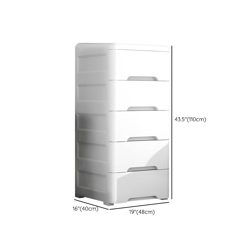 Modern Kids Nightstand Plastic Nursery Dresser with 5 Drawers , 19.5 Inch W