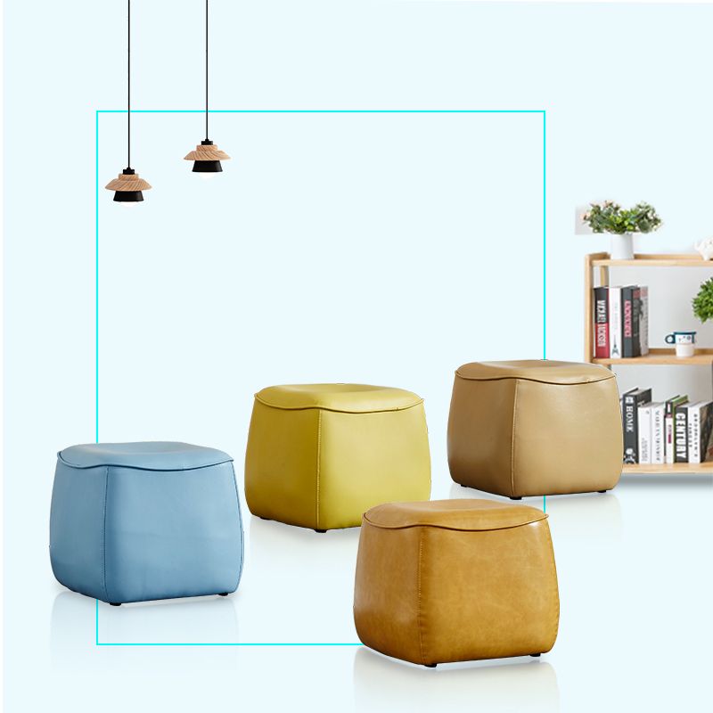 Contemporary Rectangle Shape Pouf PU Leather Upholstered Ottoman