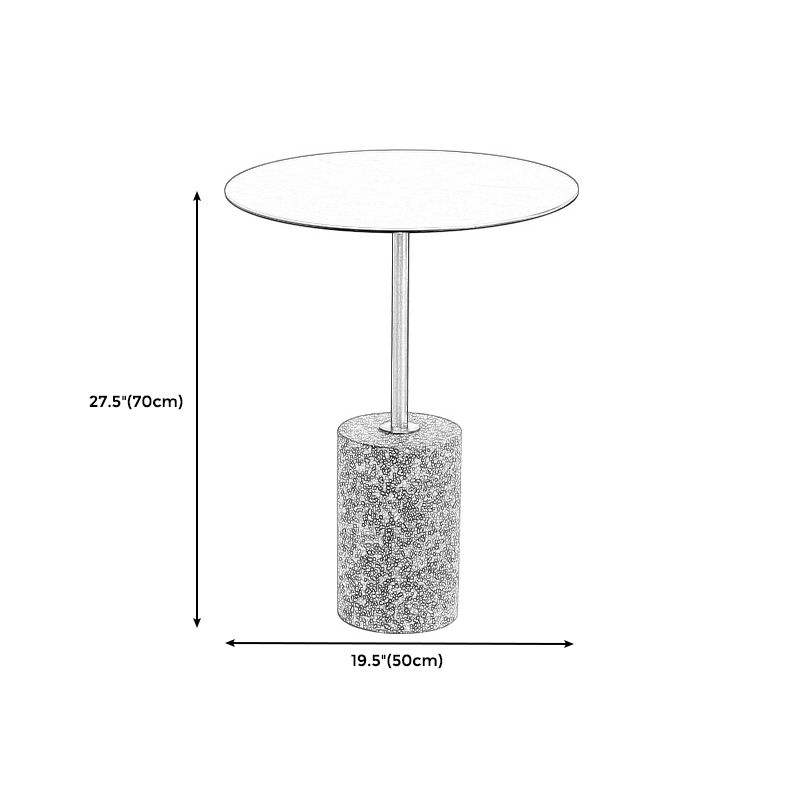 Contemporary Metal Round Side End Table with Single Terrazzo Base