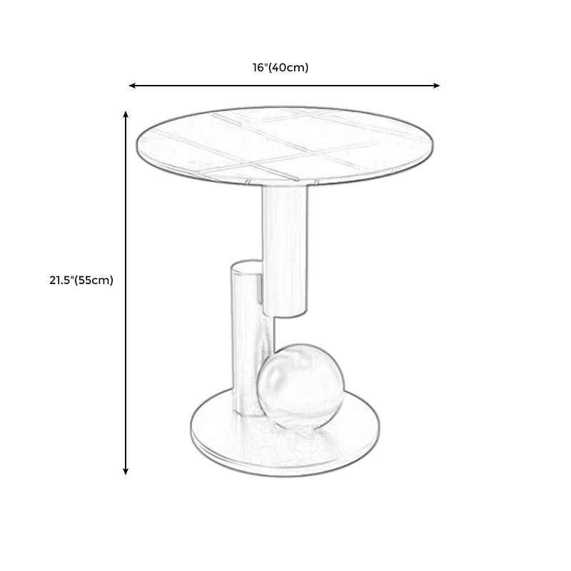 Mid-Century Modern Round Scratch-Resistant Accent Side Table Iron Pedestal End Table