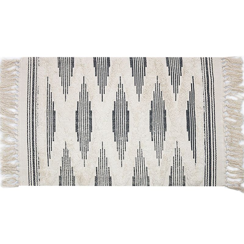 Yellow and Grey Bedroom Rug Southwestern Striped Pattern Rug Cotton Anti-Slip Backing Washable Area Rug
