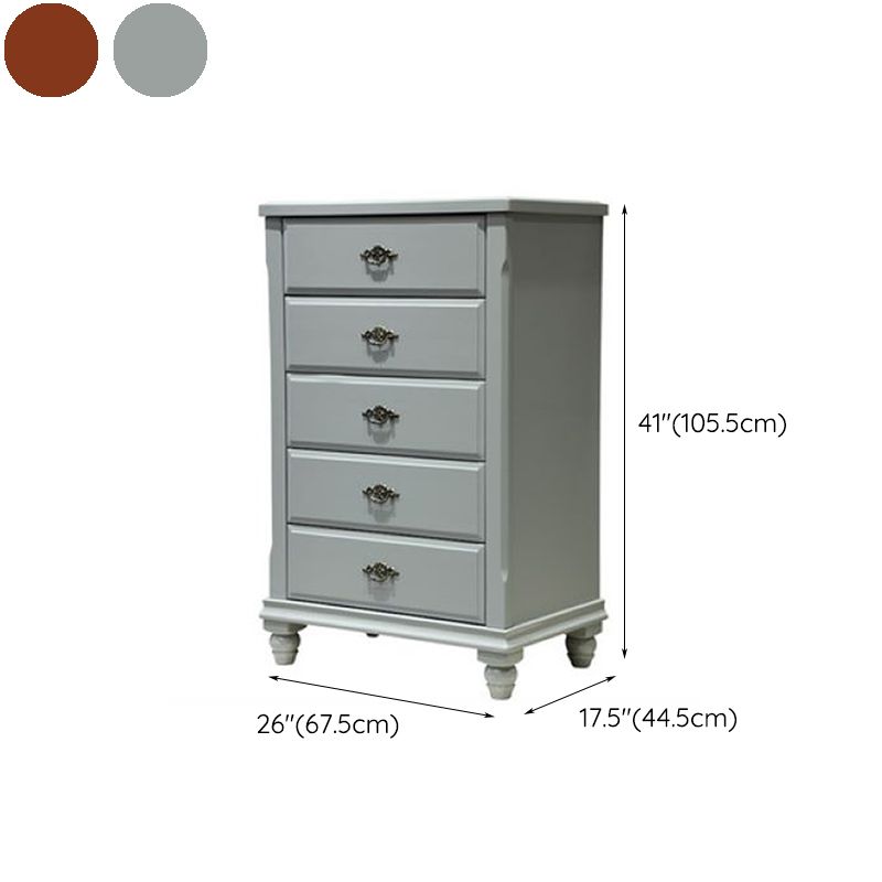 Traditional Bedroom Rubber Wood Storage Chest Vertical Chest with Drawers