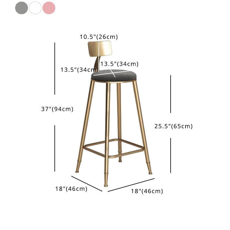 Glam Velvet Low Back Bar Stool Matte Finish Footrest Home Stool