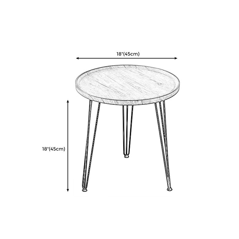 Modern Style Black Metal Base Wood/grey/walnut Plate Round Table Top Side Table