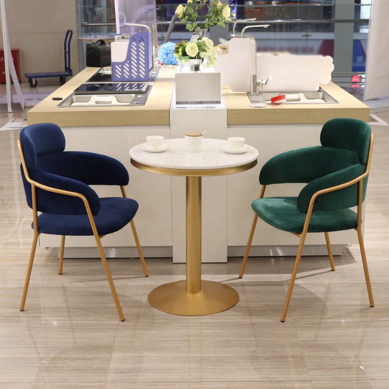 Chaise d'appoint de salle à manger de style Glam en métal, chaise d'appoint à dossier ouvert de 23'' de large