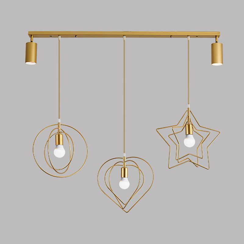 3 Light Cylinder Island Light Modern Metal Island Light Fixture in Gold