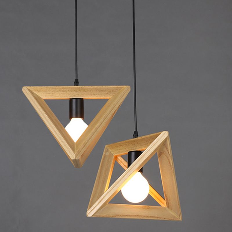 Asiatischer Stil zeitgenössischer Anhänger leichter hölzerne Stativ Kronleuchter Eisenlampenkörper für Schlafzimmer