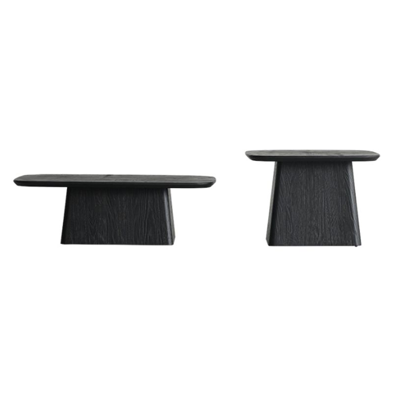 Pedestal Solid Wood Coffee Table Set Elliptical Simple Cocktail Table