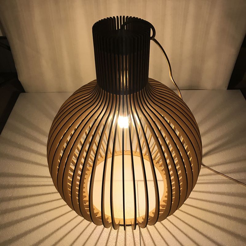 Forme de cage d'oiseau en bois massif Lumières suspendues de style moderne 1 lumière suspendue Lumière pour chambre à coucher
