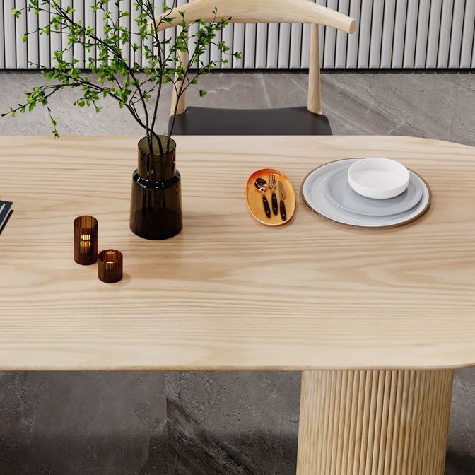 Free Form Wood Dining Table Natural and Walnut Dining Table with Pedestal Base