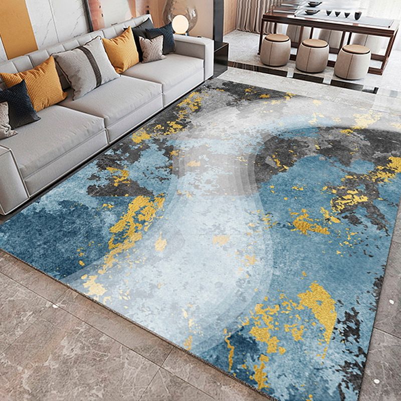 Gold Modern Carpet Polyester Graphic Carpet Non-Slip Backing Carpet for Living Room