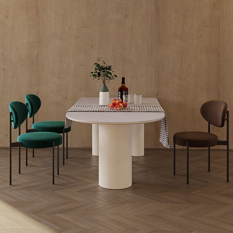 Free Form Modern Dining Table for Home White Dinette Table with Matte Finish Legs
