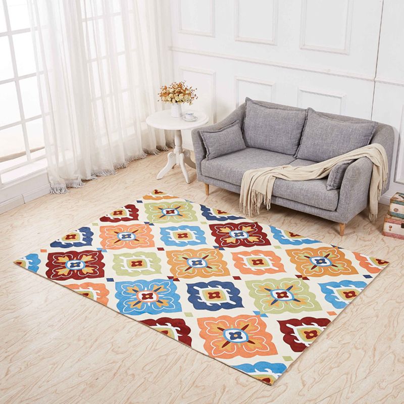 Minimalistic 3D Geometric Rug Multicolor Polyester Area Carpet Pet Friendly Non-Slip Backing Washable Rug for Living Room