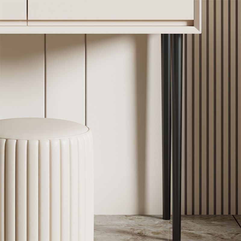 Contemporary 2-Drawer Wood Vanity Makeup Dressing Table in White with Stool