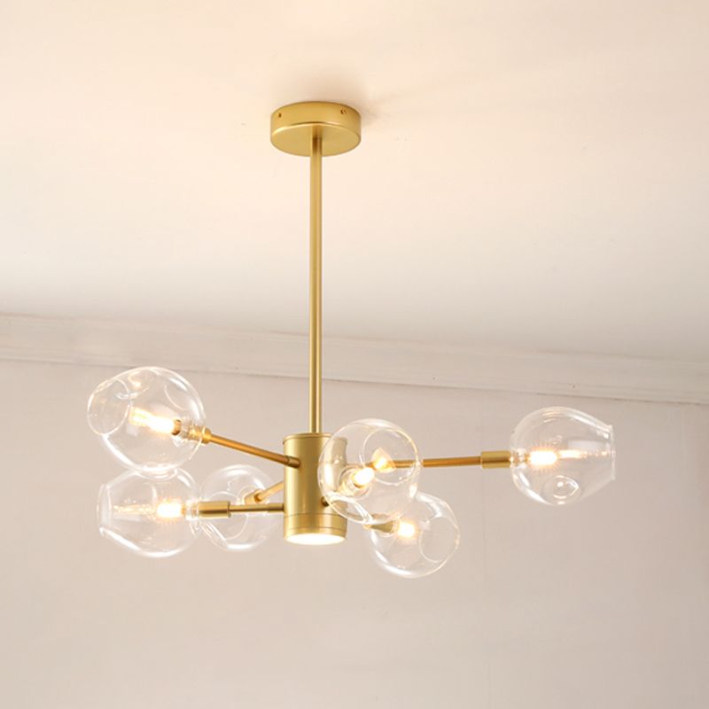 Goud moderne stijl kroonluchter licht sputnik ontwerpglas hanglampje voor slaapkamer
