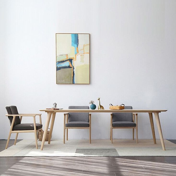 Rectangle Pine Wood Dining Table Industrial Table in Nature with 4 Legs