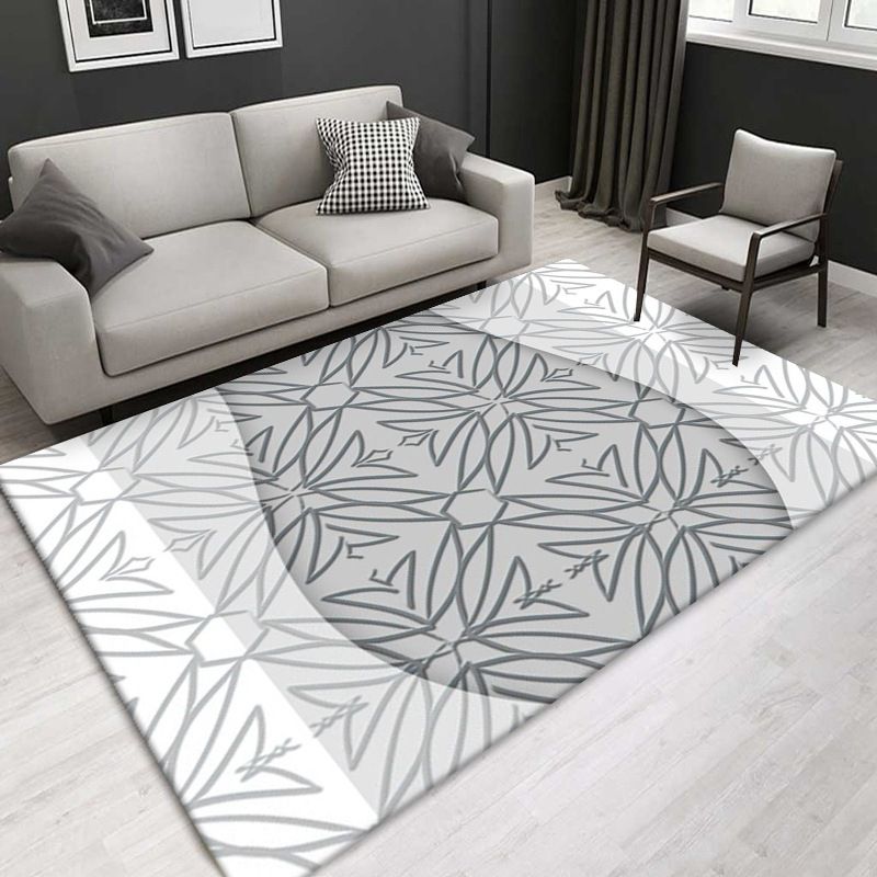 Grey Modern Rug Polyester Graphic Area Rug Tear Resistant Rug for Home Decor