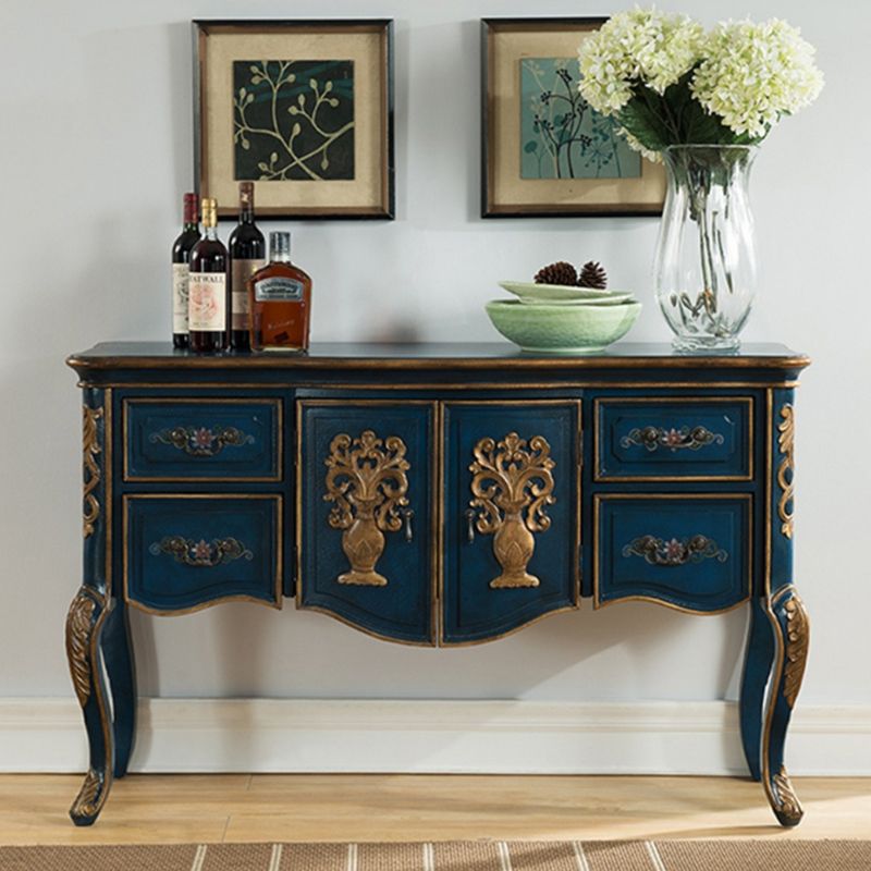 Solid Wood 35.4" Tall 2 - Door Accent Cabinet, Industrial Accent Cabinet with 4 Drawers