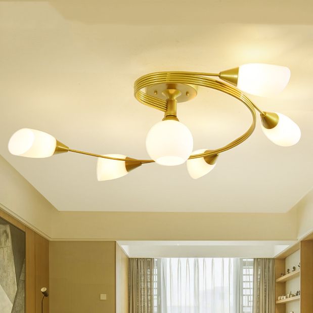 Schattiertes Wohnzimmer halb Flush Deckenleuchte Einfachheit Glasdecke Flush Mount