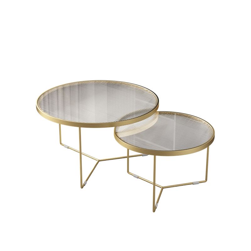 Pedestal Base Iron Coffee Table Included Round 2 Nesting Cocktail Table in Clear