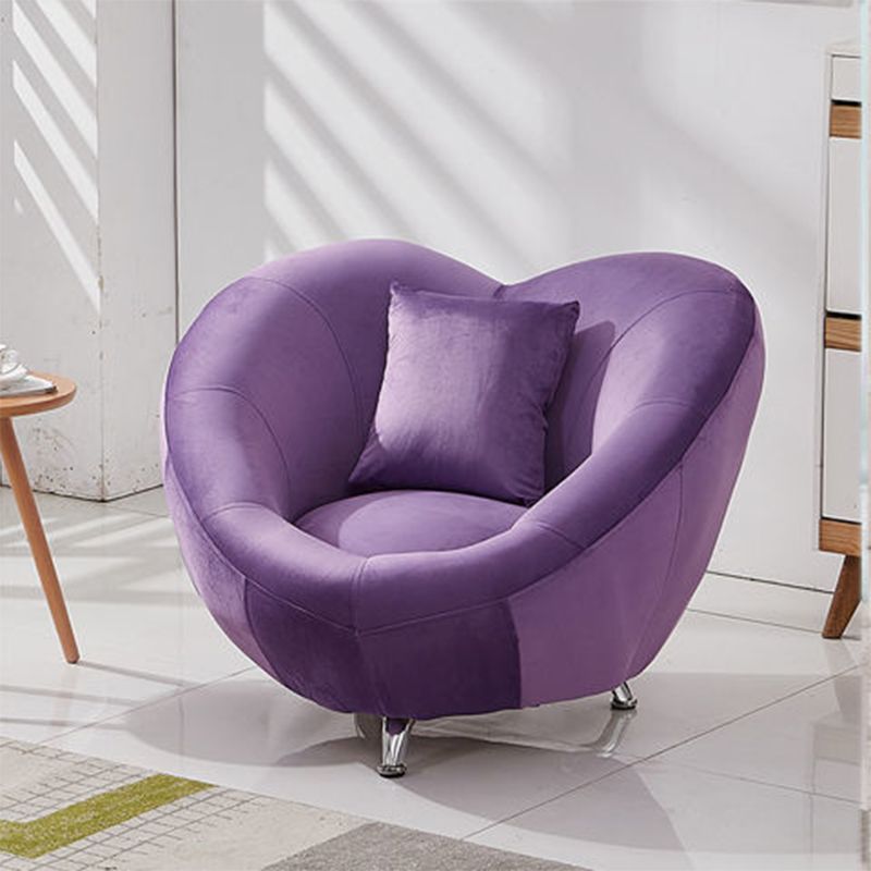 Velvet Barrel Chair 37.40" L x 31.49" W x 29.13" H Solid Wood Frame Barrel Accent Chair