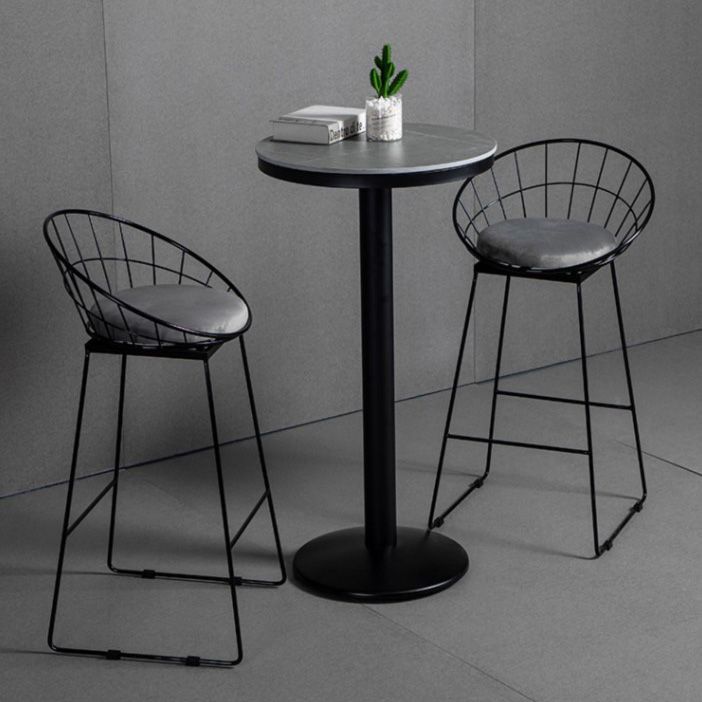 Industrial Style Gray Stone Top Bar Table Set 1/2/3 Pieces Counter Table with High Stools