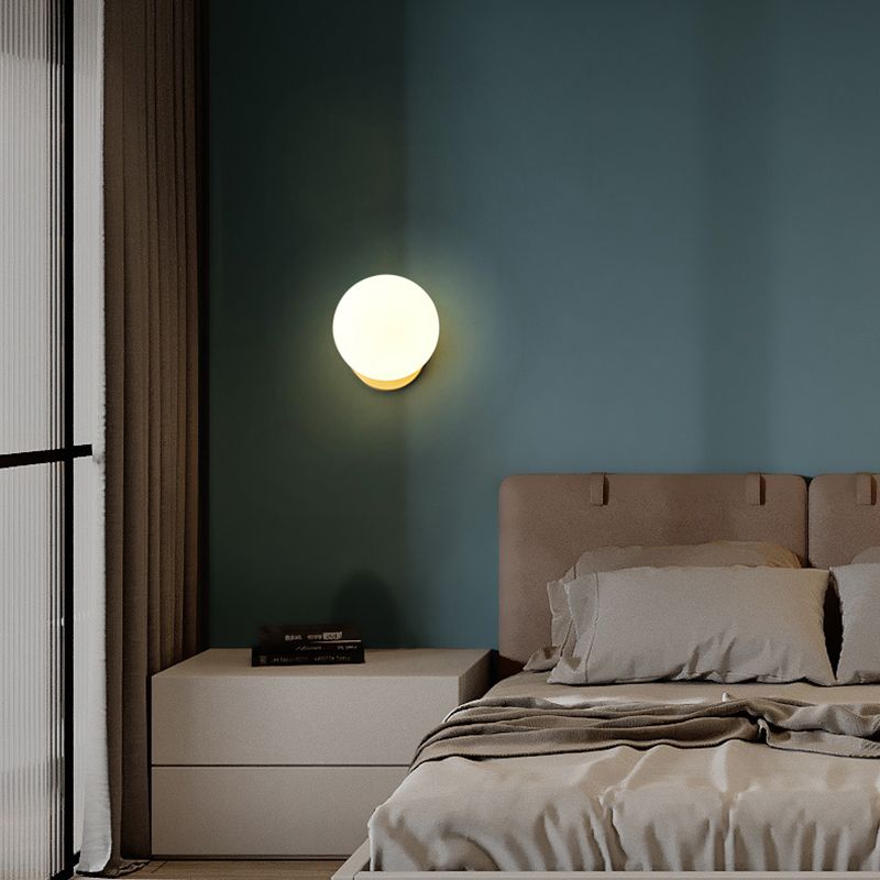 Contemporary Wall Sconce White Glass Wall Mounted Light Fixture for Reading Room