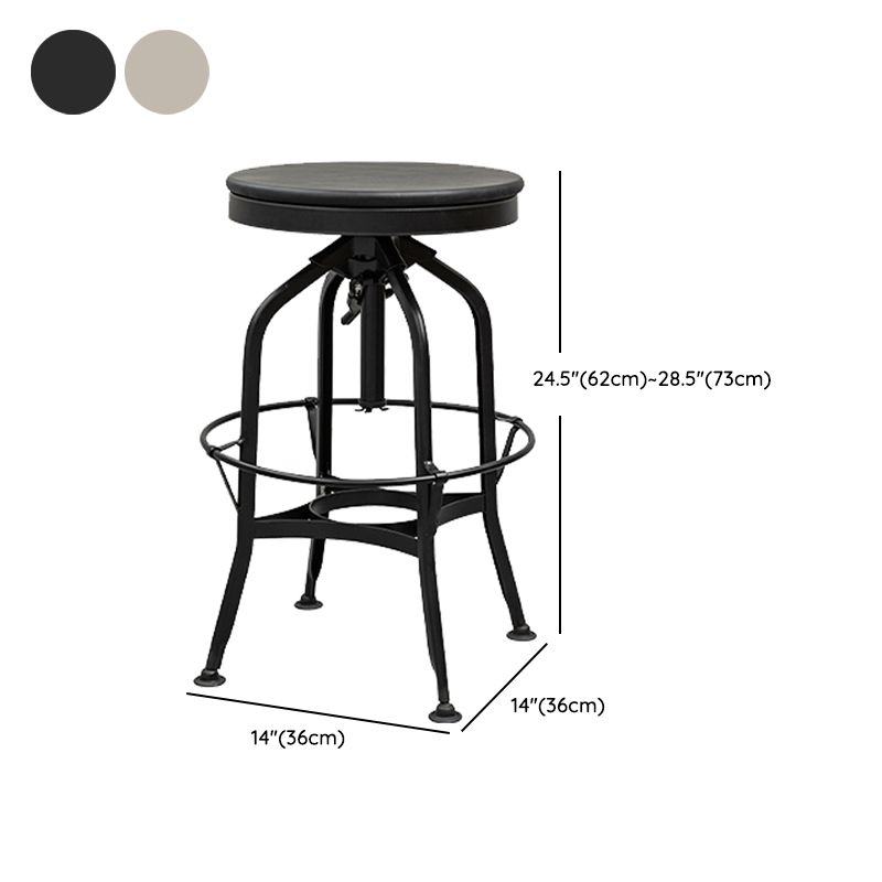 Industrial Metal Bar Stools Swivel Adjustable Height Bar Stool with Footrest
