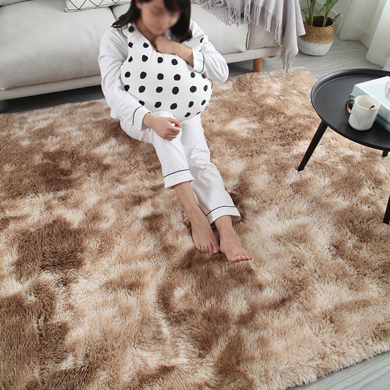 Minimalist Home Decor Carpet Tie Dye Pattern Rug Polyester Stain Resistant Shag Carpet