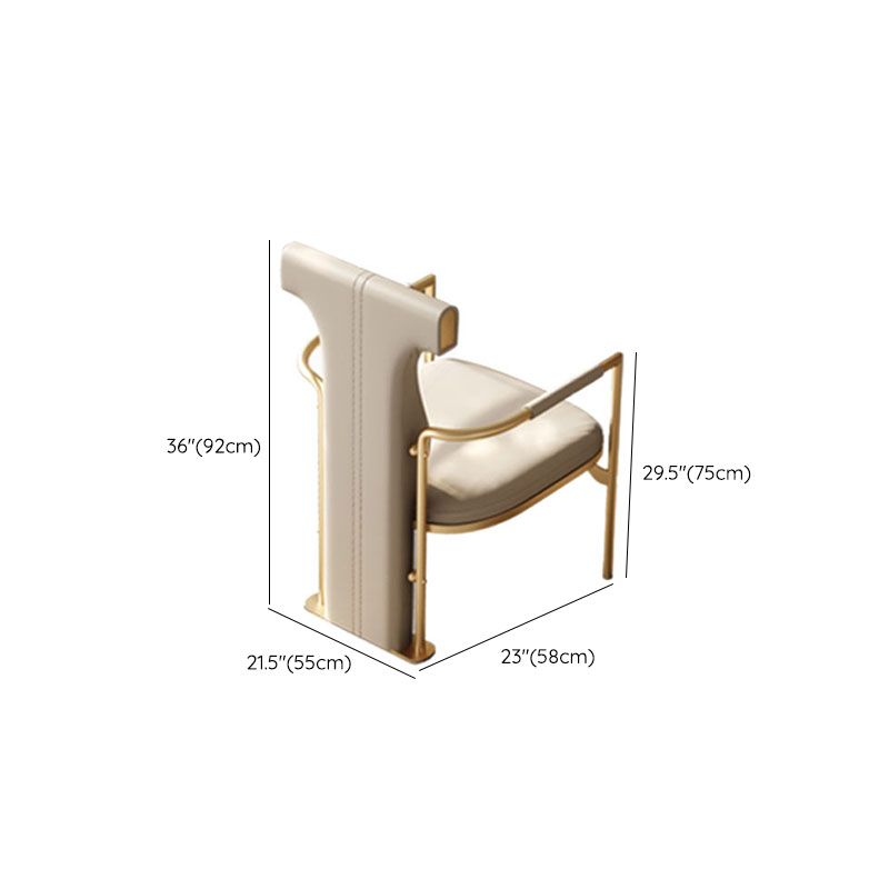 Upholstered Arm Chair Glam Style Metal Dining Chairs for Dining Room