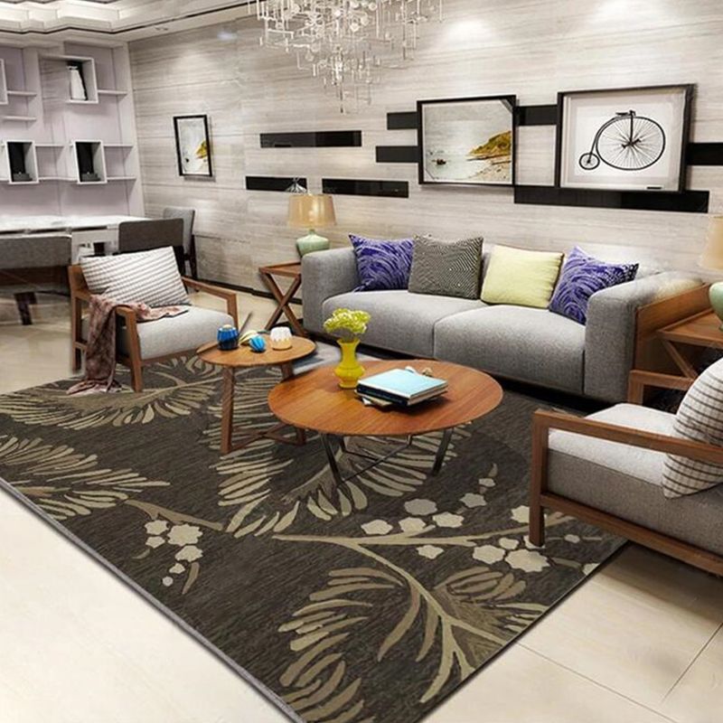 Classic Plant Print Rug Multi-Color Western Area Rug Polypropylene Easy Care Stain-Resistant Carpet for Parlor