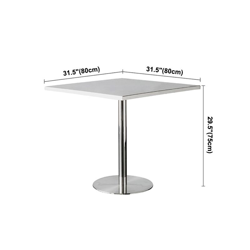 Metal Industrial Table Stainless Steel Top Dining Table with Pedestal Base
