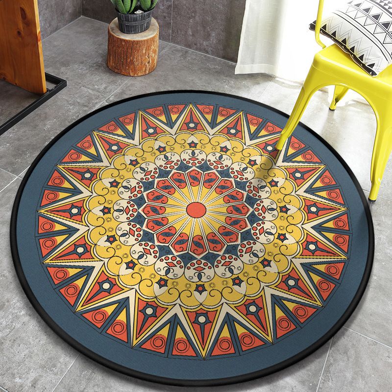 Vintage Tribal Pattern Rug Multicolor Persian Rug Synthetics Pet Friendly Machine Washable Non-Slip Carpet for Home Decoration