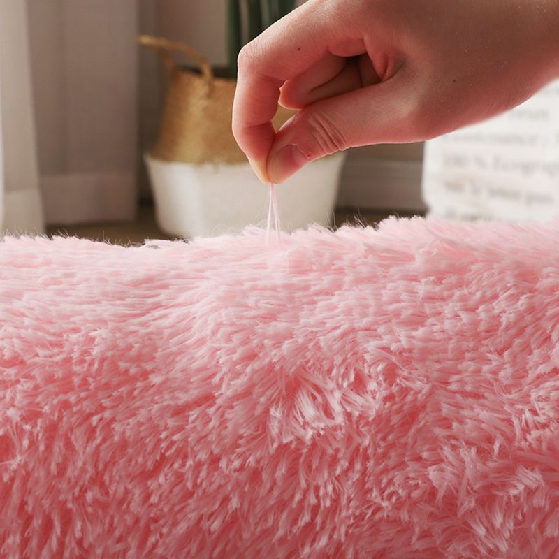 Simple Indoor Room Rug Pink Pure Color Carpet Polyester Non-Split Indoor Carpet