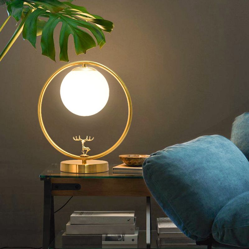 Lampade da tavolo notturno moderna Sfera vetro 1 lampada da comodino leggero in oro per camera da letto