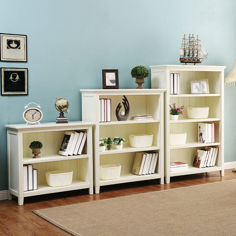 Modern Style Closed Back Book Shelf Standard Wooden Bookcase in White
