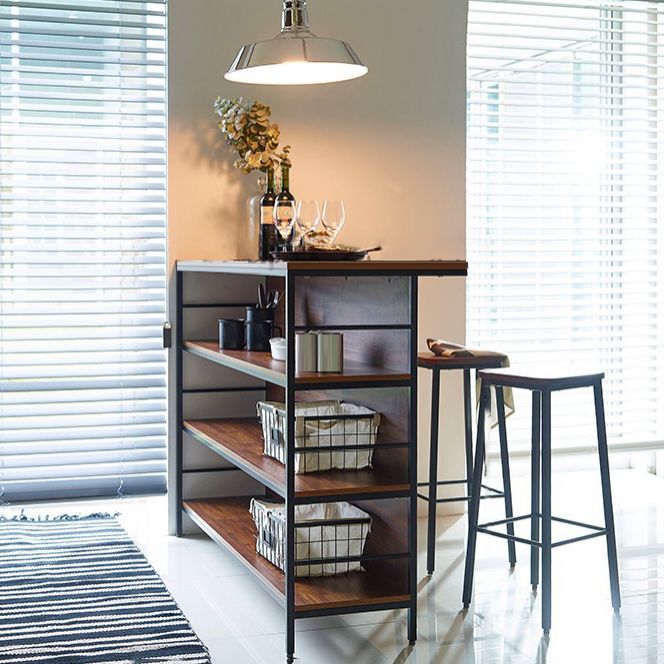 Contemporary Style Wood Rectangle Bar Stool Table for Living Room