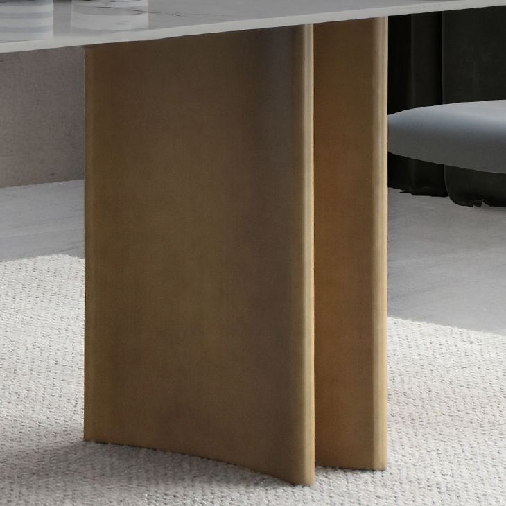 Table à manger en pierre frittée, Table de luxe à Double piédestal pour la maison