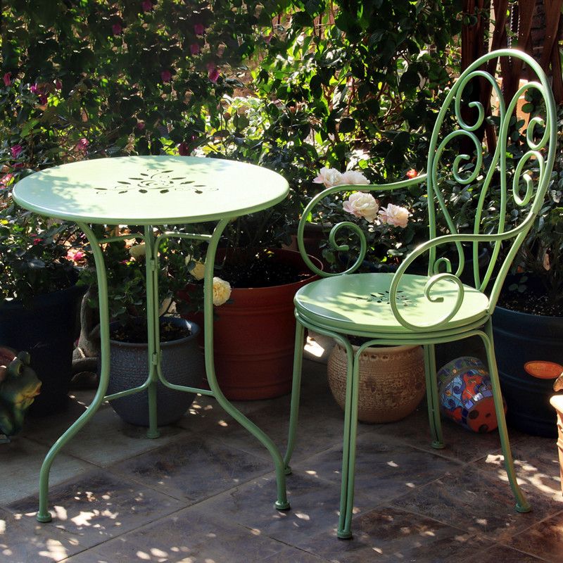 Metal Green Bistro Set 1/2 Pcs Contemporary Bistro Table Set