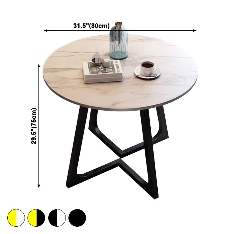 Traditioneller luxuriöser runder Esszimmer Tisch Sintered Steintisch mit doppelter Sockel