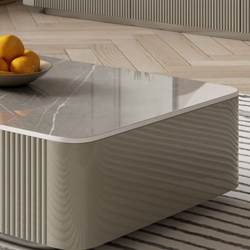 Pedestal Glam Coffee Table Rectangle Slate Single Coffee Table with Drawer