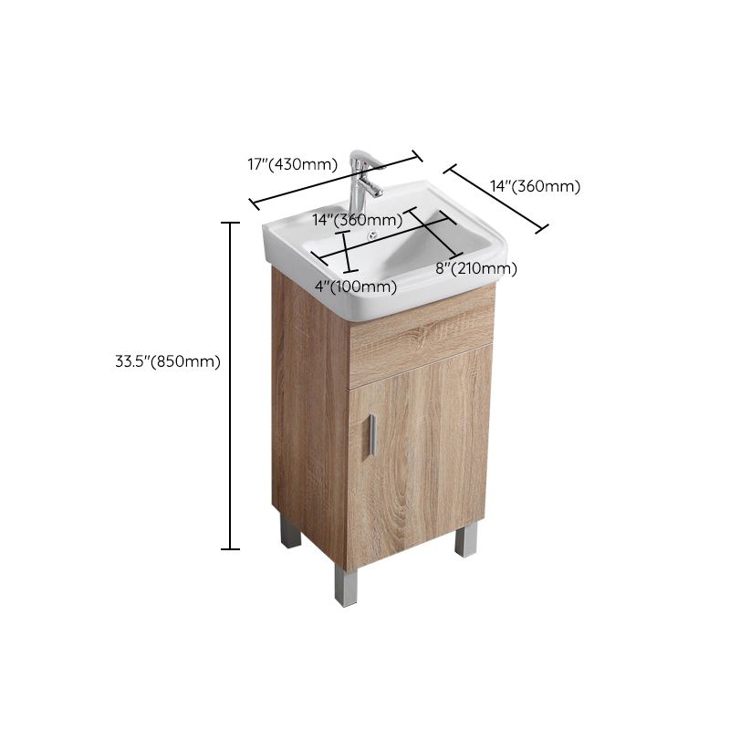 Mirror Vanity Wood Freestanding Rectangle 2 Doors Bathroom Vanity with Single Sink