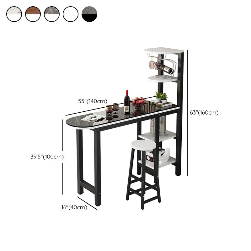 Metal Frame Contemporary Pub Table Matte Finish Manufactured Wood Bar Table