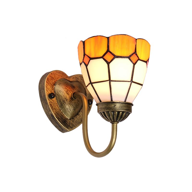 Dome Wall Mount Light Baroque Yellow Glass 1 Head White/Blue/Antique Brass Sconce Light for Hallway